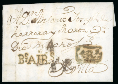 Stamp of Argentina » Outgoing Mail 1775, July 30. Entire letter from Buenos Aires to Seville, showing “Bs.AIR.s.” a