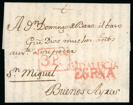 Stamp of Spain 1772, Nov. 11. Entire letter from Cádiz addressed to the Postmaster Domi