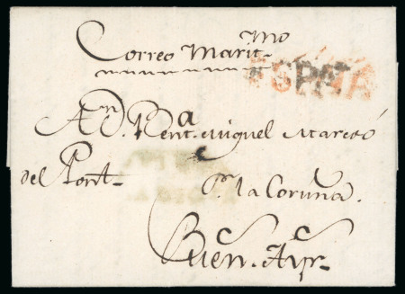Stamp of Argentina » Incoming Mail 1802,  Dec.  9.  Entire  letter  from  Vigo  (Spain)  to  Buenos  Aires,  bearin