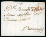Stamp of Spain 1802 (Dec 9, 25). Two entire letters from Vigo to Buenos Aires (Argentina) with España postmarks