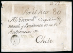 Stamp of Chile » Incoming Mail 1790 circa. Cover front from Madrid, bearing the Royal black cachet 