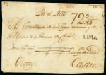 Stamp of Chile » Incoming Mail 1795  circa.  Front  of  large  wrapper  sent  as  official  correspondence  wit