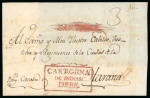 Stamp of Colombia » Outgoing Mail 1810 circa. Cover (two back flaps lacking) from Cartagena to Havana, handstamped
