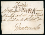 Stamp of Colombia » Transit Mail 1800 circa. Cover (slightly reduced at left) from Spain to Guatemala, carried vi