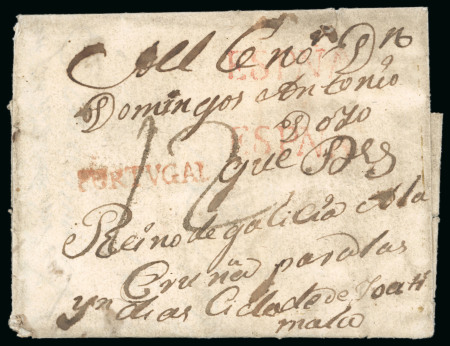 Stamp of Guatemala » Incoming Mail 1787. Folded letter from Porto (Portugal) via Havana to Guatemala, marked “12” r