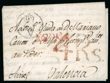 Stamp of Mexico » Outgoing Mail 1800,  Feb.  19.  Entire  letter  from  Veracruz  to  Valencia  (Spain),  endors