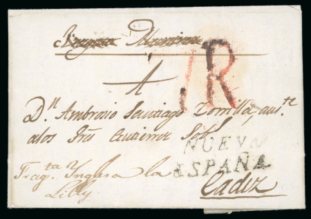 Stamp of Mexico » Outgoing Mail 1809, Nov. 6. Entire letter from Veracruz to Cádiz (Spain), with endorsement, de