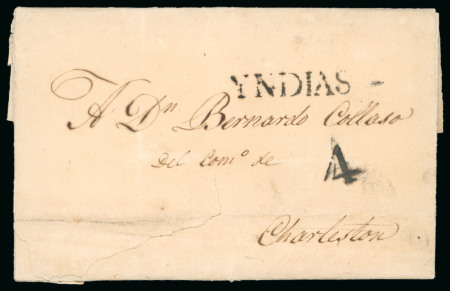 Stamp of Mexico 1833,  Nov.  19.  Entire  letter  from  Mérida  to  Charleston  (United  States)