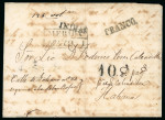 Stamp of Mexico 1840 circa. Folded cover from Mérida to Havana (Cuba), small “Indias” straight line