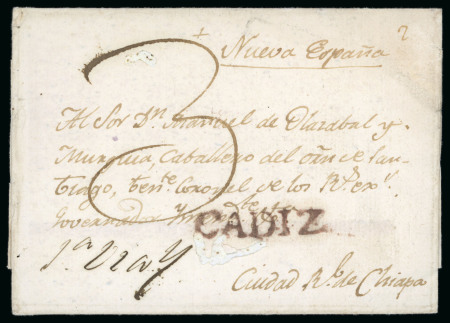 Stamp of Mexico » Incoming Mail Undated cover from Spain addressed to the Governor of Chiapas, bearing red “Cadi