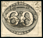 Stamp of Brazil » 1843 Bull's Eyes 1843, 60r black, intermediate impression,  "C.G. DA PARAHIBA DO NORTE" cds