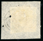 Stamp of Japan » 1871, Dragons mon unit, imperforate 1871, 500 mon dark blue green plate 2, pos. 2 tied to piece by fancy "Waka" seal