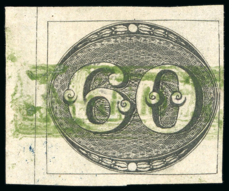 Stamp of Brazil » 1843 Bull's Eyes 1843, 60r black, early impression, "MARICA." hs in green