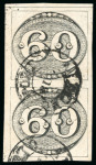 Stamp of Brazil » 1843 Bull's Eyes 1843, 60r black, worn impression, vertical pair, "PORTO ALEGRE/SUL" double circle 