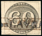 Stamp of Brazil » 1843 Bull's Eyes 1843, 60r black, intermediate impression, framed "V.deLAVRAS" hs 