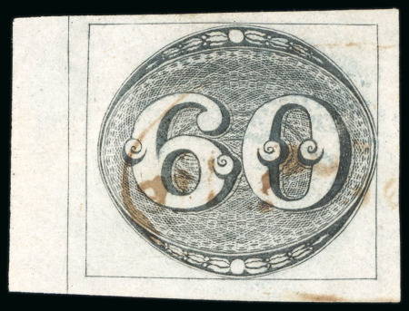 Stamp of Brazil » 1843 Bull's Eyes Rio Grande do Norte (RN) 1843, 60r black, intermediate impression, marginal example