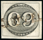 Stamp of Brazil » 1843 Bull's Eyes 1843, 60r black, intermediate impression, framed "SERGIPE" hs in brown