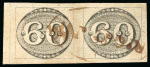 Stamp of Brazil » 1843 Bull's Eyes 1843, 60r black, worn impression, marginal pair with large "R°.Grde. Nte." oval h