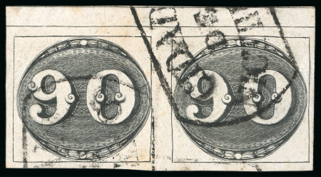 Stamp of Brazil » 1843 Bull's Eyes 1843, 90r black, early impression, an extremely rare semi-xiphopagus in pair
