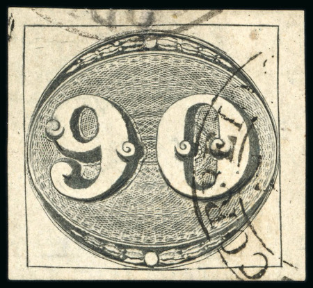 Stamp of Brazil » 1843 Bull's Eyes 1843, 90r black, intermediate impression, thin paper