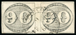 Stamp of Brazil » 1843 Bull's Eyes 1843, 90r black, late impression, horizontal pair used