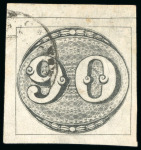 Stamp of Brazil » 1843 Bull's Eyes 1843, 90r black, late impression, "CORREIO GERAL DE GOAZ" cds