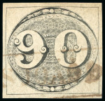 Stamp of Brazil » 1843 Bull's Eyes 1843, 90r black, late impression, framed "S.JOÅO DO P.e" hs in brown from S. João do Principe