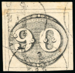 Stamp of Brazil » 1843 Bull's Eyes 1843, 90r black, late impression, circular ""CORREIO/DA/MANGARATIBA" hs