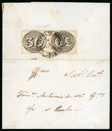 Stamp of Brazil » 1843 Bull's Eyes 1843, 30r black, early impression, two 30r on cover from Rio to Sao Paulo