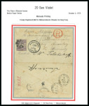 Stamp of Japan » 1872, Cherry Blossoms Native Paper 1872, 20 sen bright reddish violet Short Tool perf. 12 on cover from Ngasaki via Hong Kong to Maloyaroslavets (Russia)