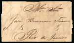 Stamp of Brazil » 1843 Bull's Eyes 1843, 60r black, early impression, semi-xiphopagus on letter from S. João del Rei