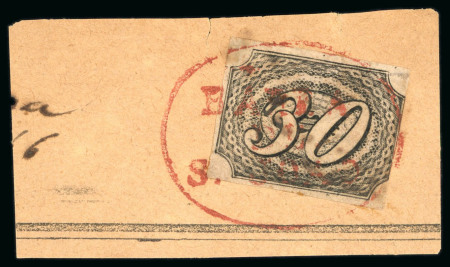 Stamp of Brazil » 1844-46 Slanting Figures 1844, 30r black, type II, red "BARRA/DE/S. JOAO" oval hs