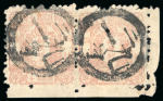 Stamp of Japan » 1872, Cherry Blossoms Native Paper 1873, 4 sen rose plate 15, a bottom right corner-sheet pair