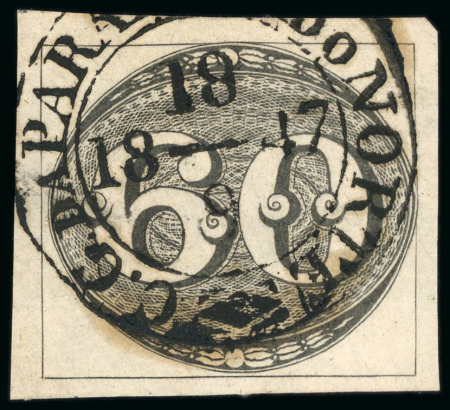 Stamp of Brazil » 1843 Bull's Eyes 1843, 60r black, early impression, "C.G. DA PARAHIBA DO NORTE/18 9 19-47" cds