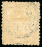 Stamp of Japan » 1874, Cherry Blossoms, Native Paper, with syllabics 1874, 6 sen violet brown, syllabic 12 (wo), clear margins all around, cancelled by a barely complete strike of Kiban