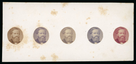 Stamp of Brazil » 1866-83 Dom Pedro » 1866 "Black Beard" Issue 1866, ABN colour proofs of the head of Dom Pedro on composite proofs