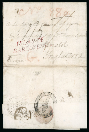 Stamp of Nicaragua » Outgoing Mail 1792, Aug. 1. Entire letter from Corn Island (off the Nicaraguan coast) to Brist