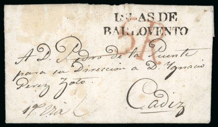 Stamp of Panama 1817,  June  17.  Entire  letter  from  Panama  to  Cádiz  (Spain),  endorsed  “