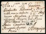 Stamp of Peru » Incoming Mail 1789  circa.  Undated  envelope  from  Rome  (faint  handstamp  in  black  on  f