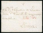 Stamp of Spain 1790 circa. Two covers from Spain to Lima, with the “España” postmark applied in Buenos Aires