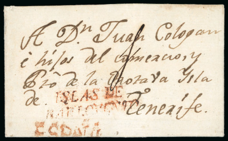 Stamp of Puerto Rico » Outgoing Mail 1802, Aug. 23. Entire letter from San Juan de Puerto Rico to Tenerife (Canary Is
