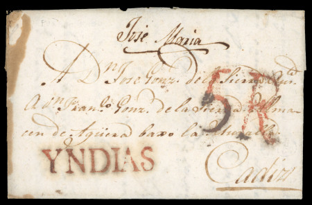 Stamp of Puerto Rico » Outgoing Mail 1824,  March  6.  Entire  letter  from  San  Juan  de  Puerto  Rico  to  Cádiz  