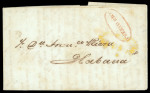 Stamp of Puerto Rico » Outgoing Mail 1842, April 2. Entire letter from San Juan to Havana, handstamped on dispatch wi