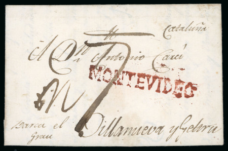 Stamp of Uruguay » Outgoing Mail 1805, April 30. Entire letter from Montevideo to Vilanova i la Geltrú (Spain), c
