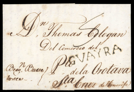 Stamp of Venezuela 1809,  Feb.  16.  Entire  letter  from  La  Guayra  to  Puerto  de  la  Orotava 