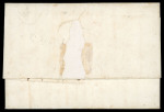 Stamp of Venezuela 1810 circa. Folded cover including part of the missive, addressed from Caracas t