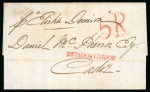 Stamp of United States 1840-51.  Two  entire  letters  from  New  York  to  Cádiz  (Spain),  carried  b