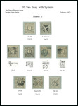 Stamp of Japan » 1874, Cherry Blossoms, Foreign Paper, with syllabics 1874, 30 sen grey, syllabic 1 (i), nine examples presented on exhibition page