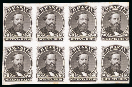Stamp of Brazil » 1866-83 Dom Pedro » 1866 "Black Beard" Issue 1866, Imperforate plate proofs on India paper in multiples