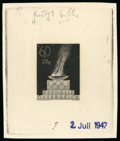 Stamp of Olympics » 1948 London Austria: Die proof of the 60+20g Olympic fund-raising stamp